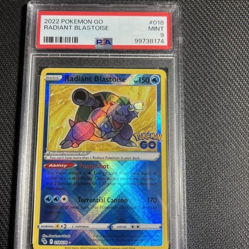 2022 Pokemon Go Radiant Blastoise 018/078 PSA 9 Mint Holo