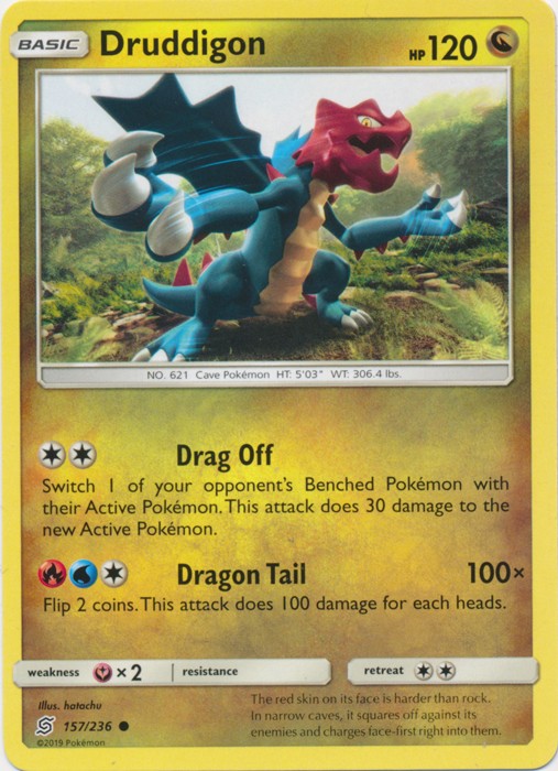 Druddigon - 157/236 - Common (Lp) Unified Minds - Dragon Pokémon
