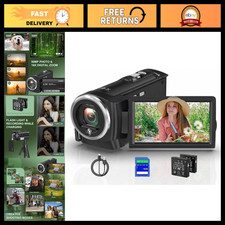 2.7K QHD Video Camera, 56MP Camcorder with 16X Digital Zoom, HD Recording