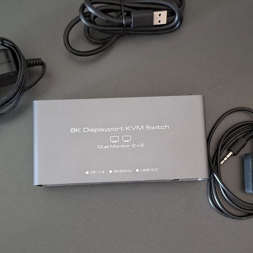 8K DisplayPort KVM Switch 2x2 – Dual Monitor, USB 3.0, DP 1.4 – Gebraucht - Afbeelding 4 van 4