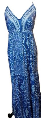 Beach Vibe BOHO Maxi Lounge Dress, SZ Lg-X-Lg Patchwork Print