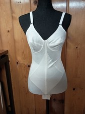 Vintage Bodysuit Girdle Shapewear Bestform 34C Union Made White Snap Bottom READ