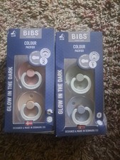 Lot of 2 Bibs Glow in the Dark Latex Pacifier - 2pk Size 2 4 Bibs Total