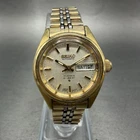 Seiko Automatic Watch Women 24mm Silver Dial Gold Tone Daydate 2906-0019 Runs AB