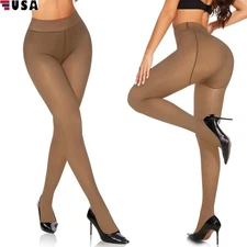 Women Winter Thermal Lined Translucent Pantyhose Warm Fleece Tights Stockings US