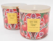 (2) Bath Body Works OFF THE VINE Tomato Garden 3-wick Scented Candle 14.5oz Lot