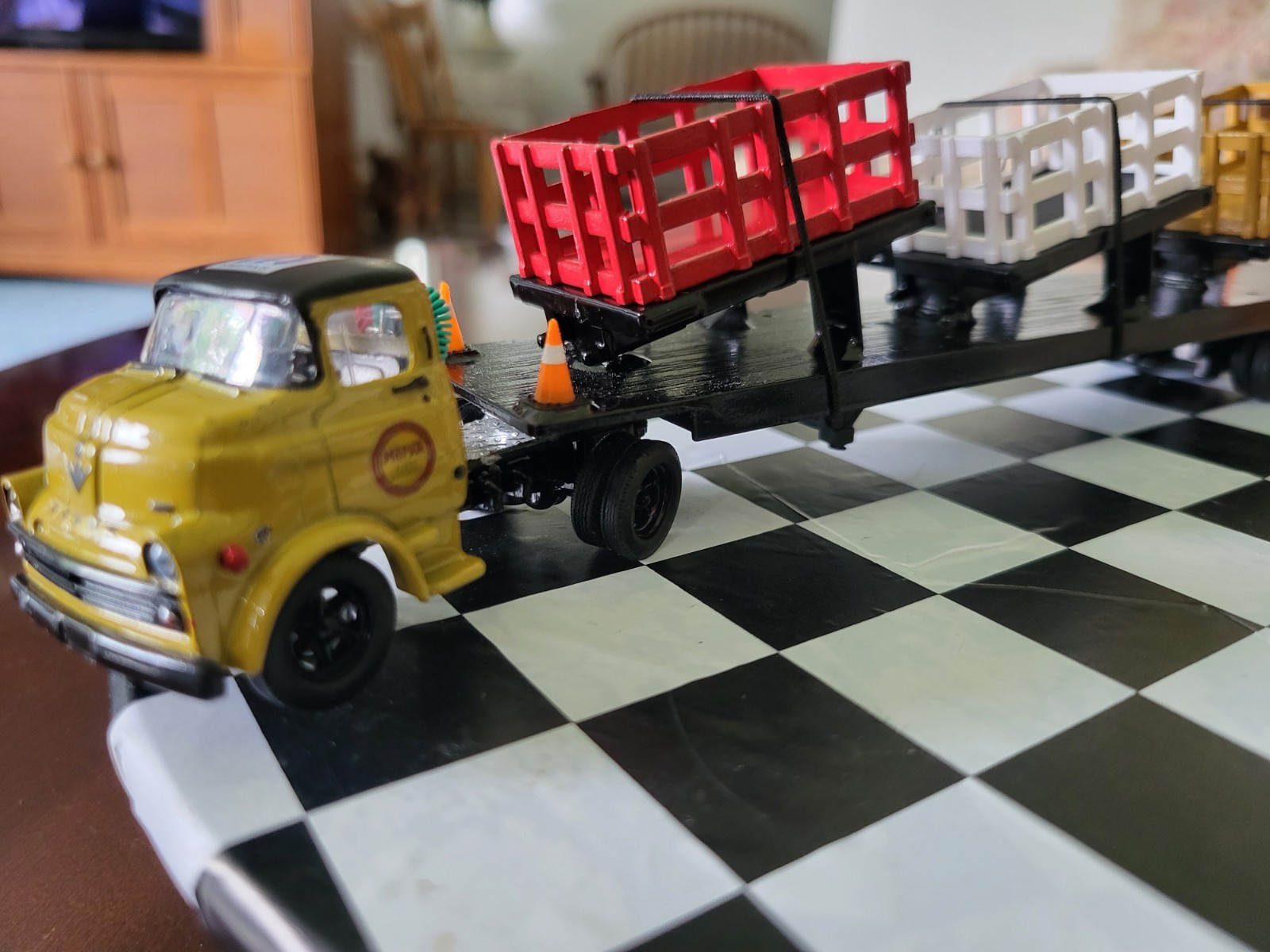 Custom M2 Dodge COE Pickup Truck Turned Semi Tractor with 3 Stake Beds