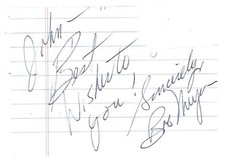 SIGNED PAPER NOTE OF BOB MEYER!! GREAT AUTOGRAPH!!