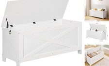 47.2" Toy Chest, Sturdy Entryway Storage Chest 47.2"L x 15.7"W x 18.9"H White