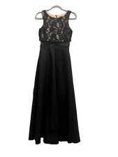 Betsy & Adam Black Formal Gown Lace Bodice Strapless Size 6 Evening Dress