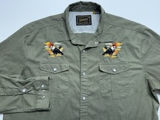 Howler Bros Gaucho SnapShirt Mens Size XL Green Caracaras Hawks Rodeo Vented