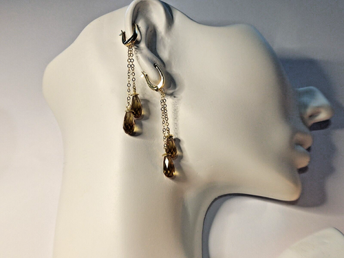 Diaspore, Csarite, Zultanite Color Change Dangling Earrings Solid 14K Gold - Picture 4 of 11