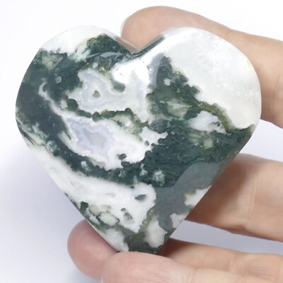 Traumschön! HERZ aus grünem MOOSACHAT Chalcedon ca. 60mm Handschmeichler 14