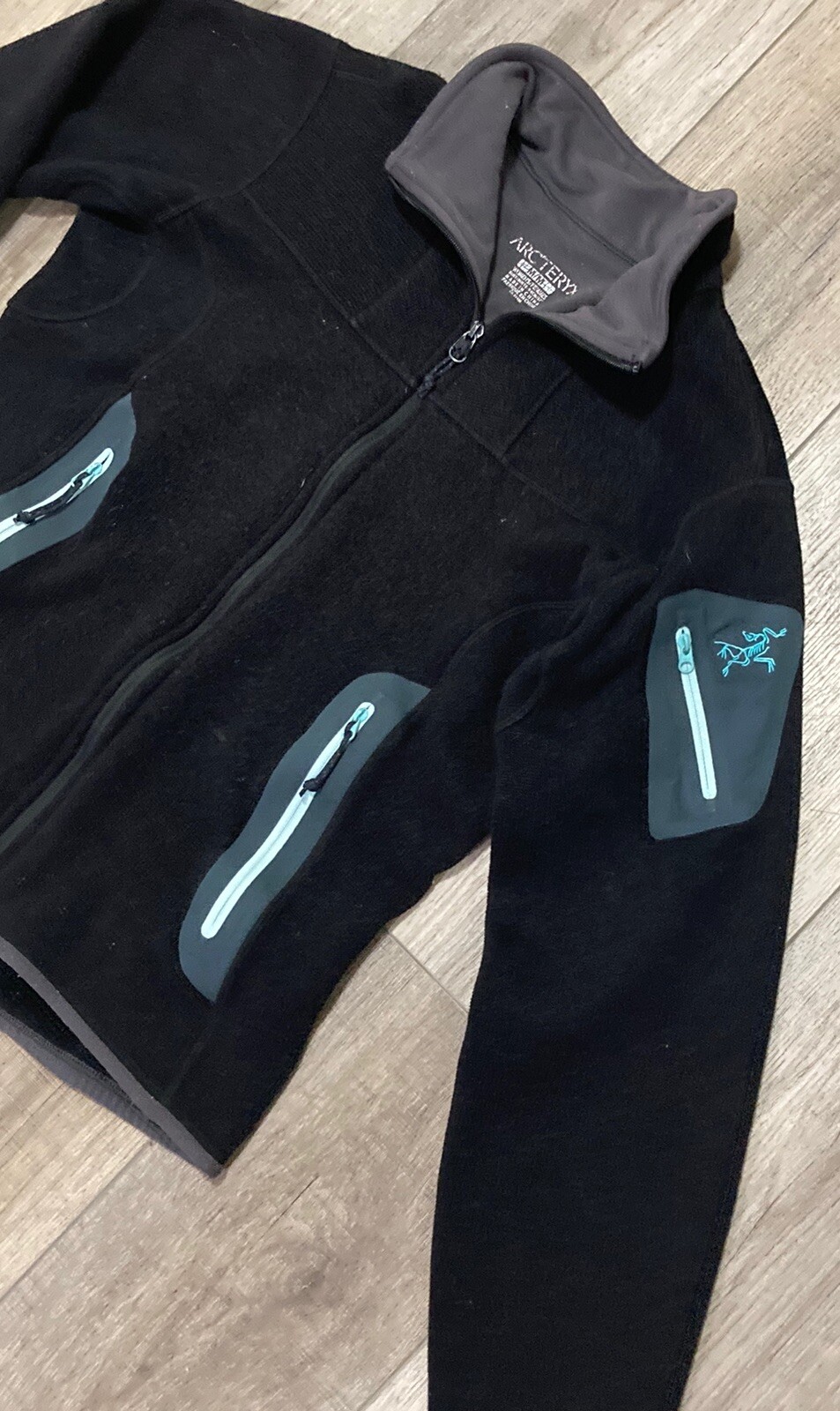 Maglione casual ARC'TERYX Polartec zip intera donna nero blu taglia M