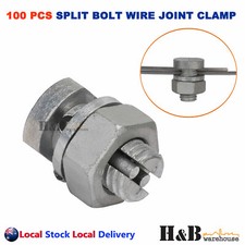 100 Galvanised Electric Fence Split Bolt Wire Joint Clamp Cable Joiner Connector