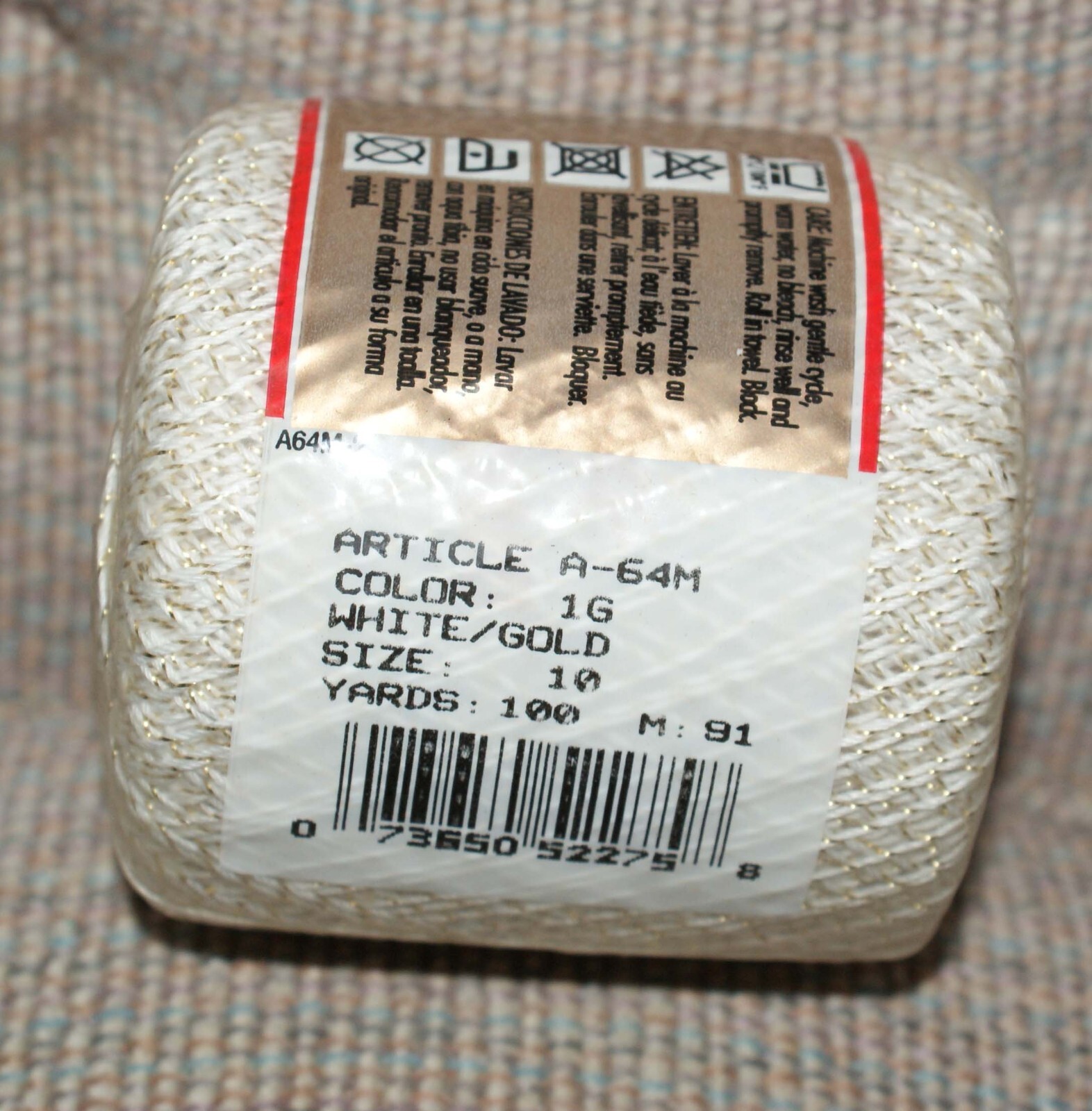 White & Gold Metallic Knit CroSheen Cotton Thread Crochet Craft Fast Shipping eBay