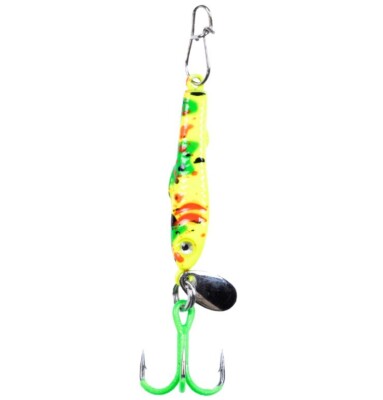 Clam Pinhead Pro 1/4 oz - Glow Chartreuse Koi - #8 Treble Hook Ice Jig