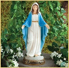 Virgin Mary Statue Blessed Mother Religious Garden Lawn Outdoor Sculpture 15.5"H