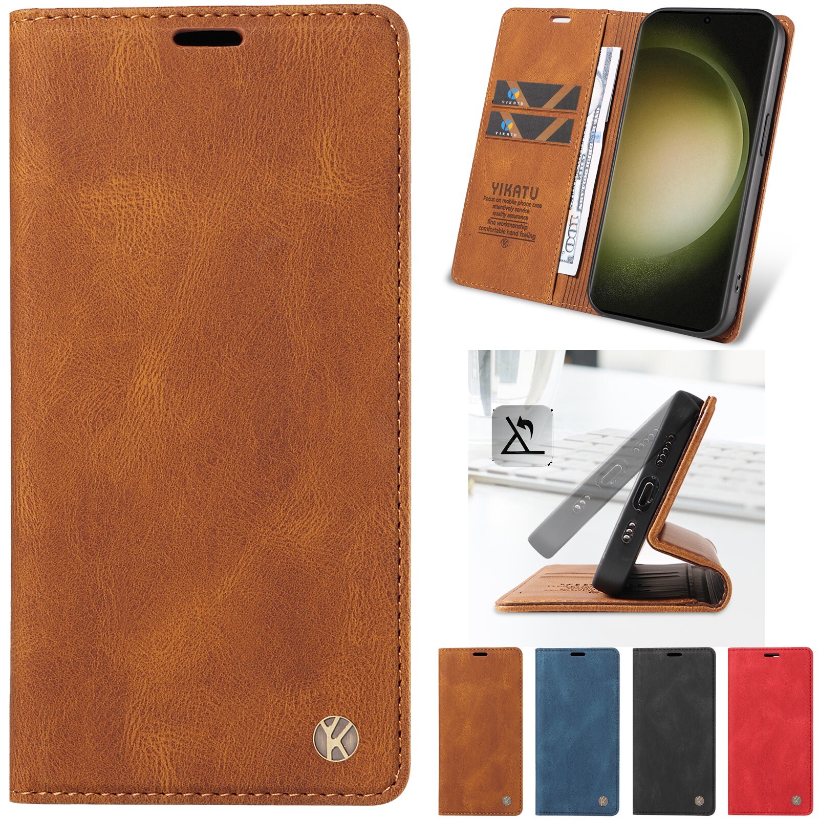 Shockproof Case Women/Men Luxury Leather Card Stand Wallet Magnetic Phone Cover