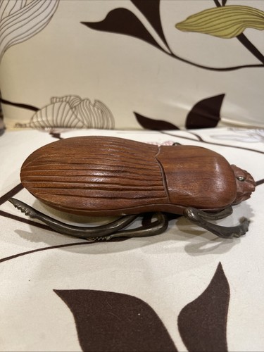 Vintage Rare Sarreid LTD of Spain Brass Walnut Beetle Bug Sculpture 1970s MCM - Bild 3 von 19