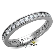 Women's Round Cut AAA Zirconia Eternity Anniversary Wedding Ring Band Size 5-12