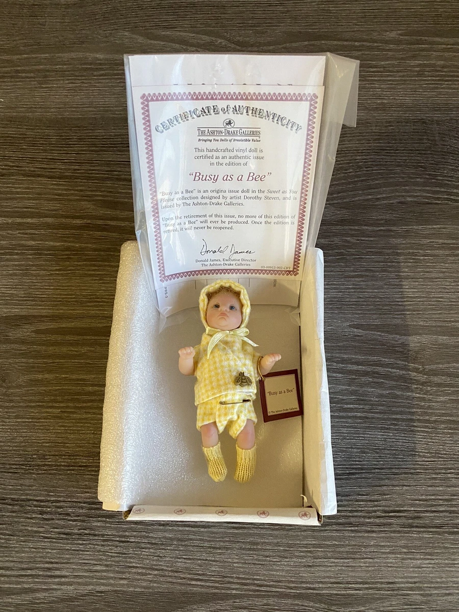 Ashton Drake Miniature Realistic Baby Busy As A Bee NIB with