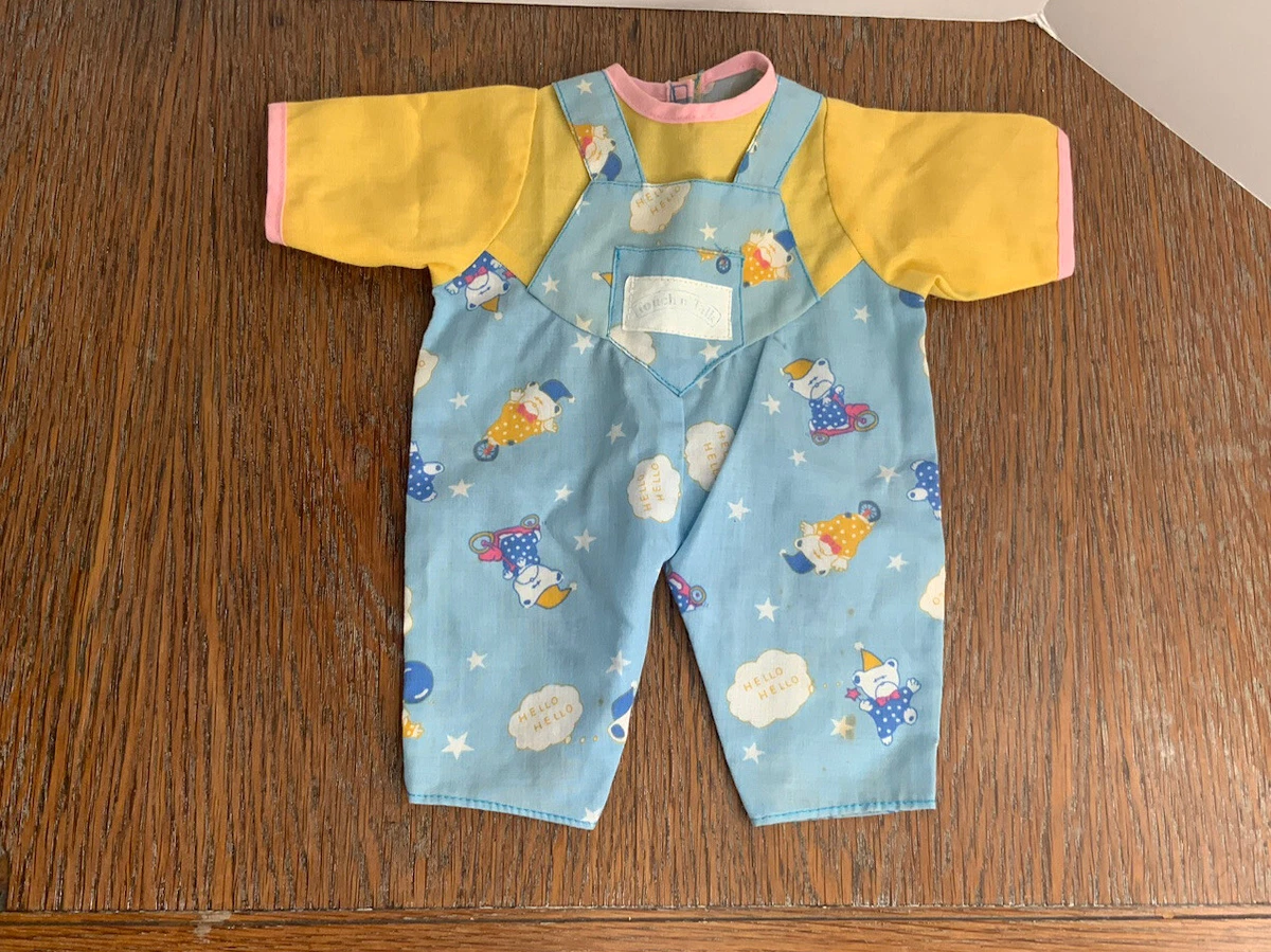 Vintage Touch N Talk Baby Boy Doll Blue Yellow Romper Outfit