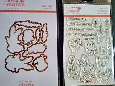 SPELLBINDERS Clear Stamps & Die Set Spring Smiles CSDOM-Feb25 Easter Bunnies