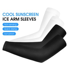 UV Sun Protection Sports Arm Sleeves Cycling Ice Silk Arm Warmers Cover 1 Pair