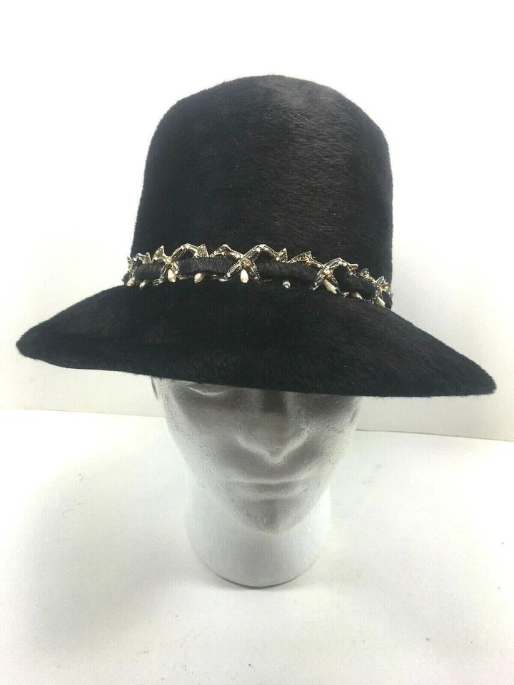 Sombrero de piel Coralie vintage para mujer hecho en Unión 16010 importado en EE. UU. Italia Foto 2 de 4