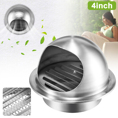 4in Duct Fan Soffit Air Vent 304 Stainless Steel Outlet Grille Cover Ventilation