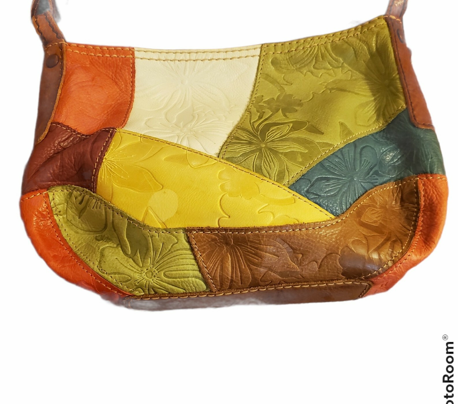 Fossil Patchwork Hobo Handbag Leather Floral Bohe… - image 4