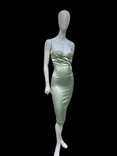 Vintage Dolce & Gabbana Exposed Lace Bra Sicily Dress Sz 2/38 attached Bra Green