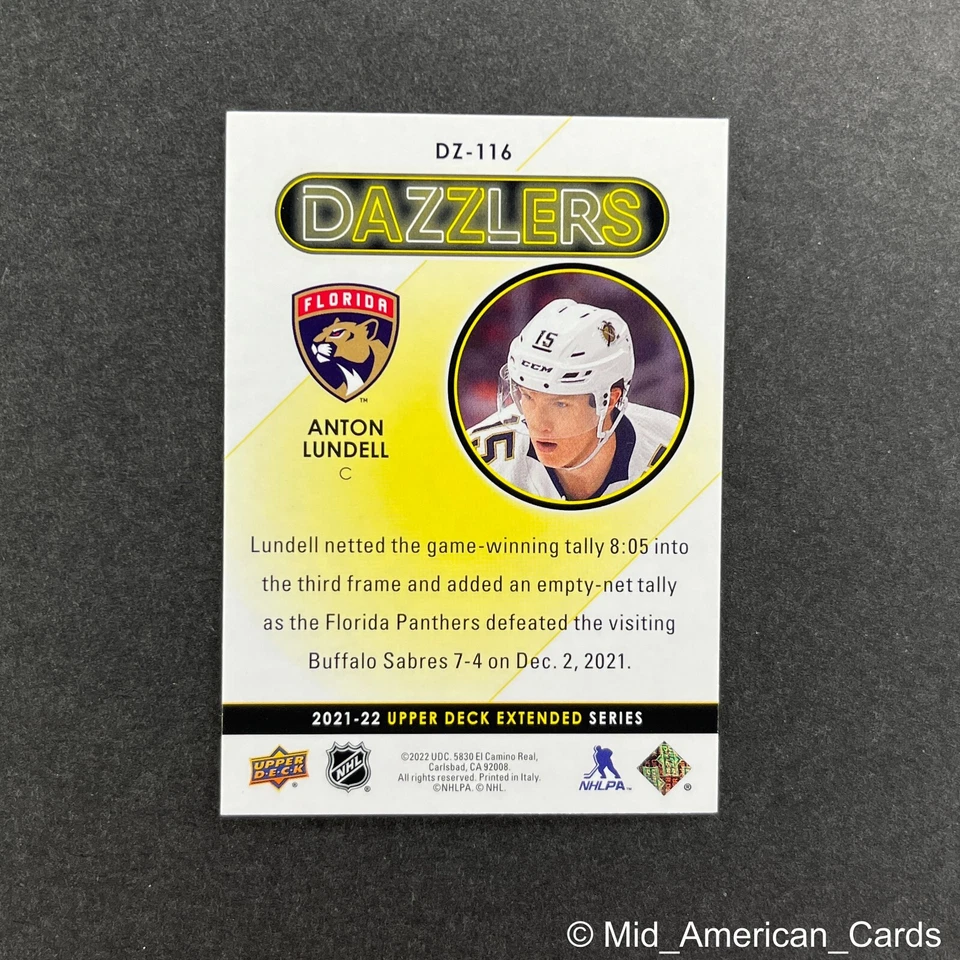 2021-22 Upper Deck Extended Series Anton Lundell Dazzlers Orange #DZ-116 Rookie - Image 2 of 2