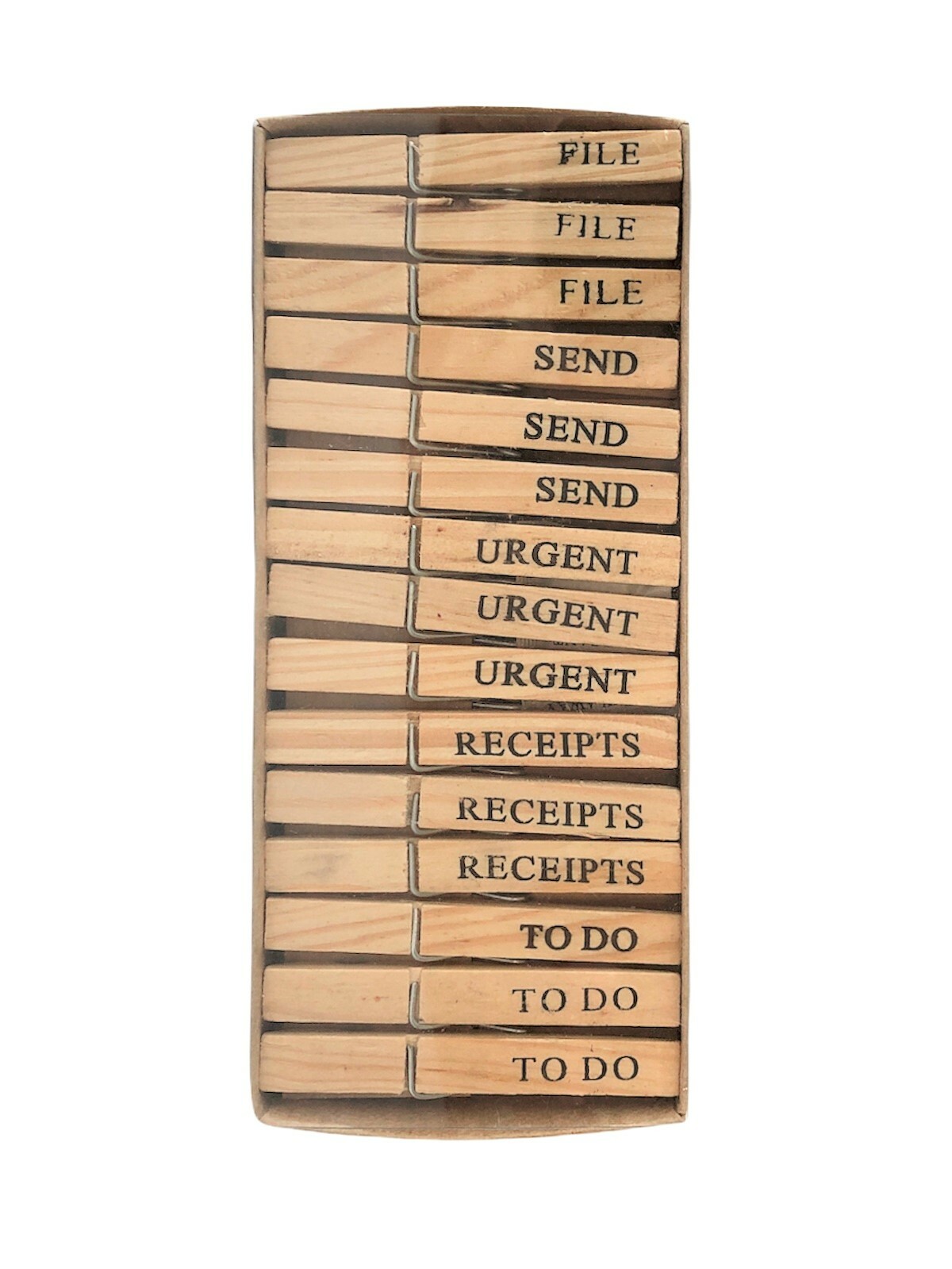 NEW IN PACKAGE! Set of 15 POTTERY BARN Sentiment Wooden Clothespins