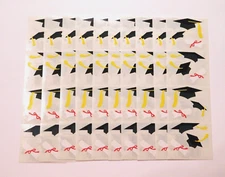 Mrs. Grossman's Lot of 10 Strips ~Graduation Hats~ 1989 Vintage Stickers