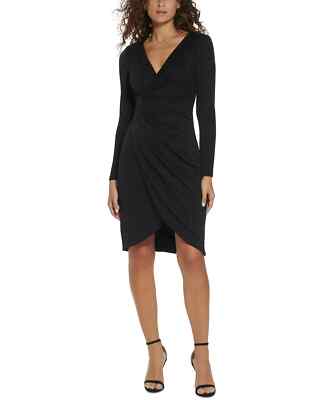black glitter knit dress Glitter Knit Lace Up Back Dress with Side Slit petite / 4 / black-gold main image 1