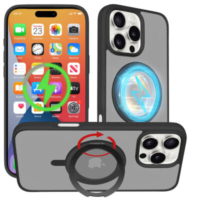 Xcase Stoßfeste Hülle für iPhone 16 Pro Max, MagSafe-komp., 360°-Ständer