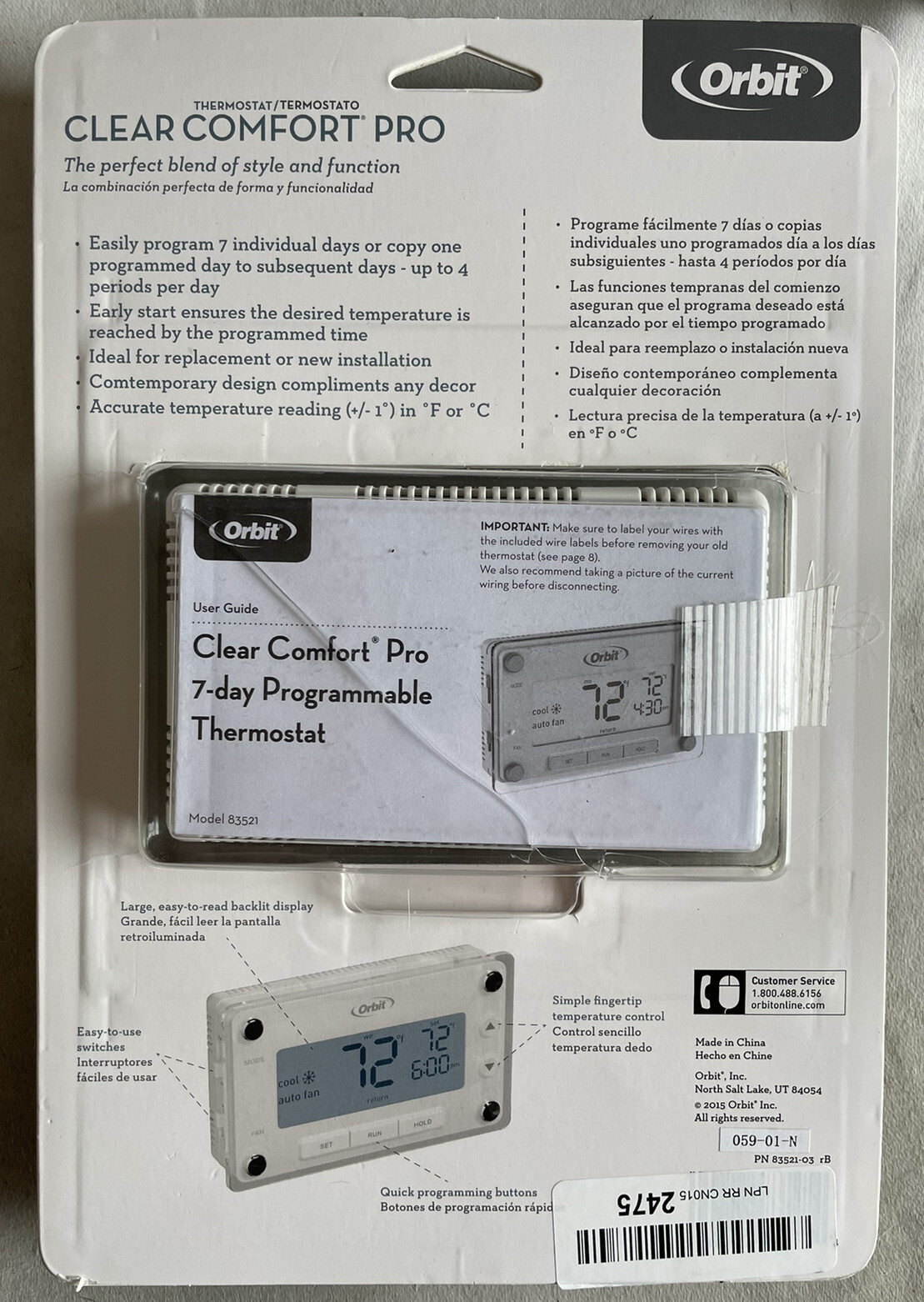 Orbit 83521 Clear Comfort Programmable Ostat With Lar, Easy-To-Read Display  | eBay