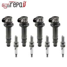 4X Ignition Coil + Spark Plug for Yamaha YZF-R1 YZF-R6 FZS1 Vmax 1700 2002-2024