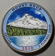 2010 COLORIZED MOUNT HOOD (OREGON) AMERICA THE BEAUTIFUL QUARTER 