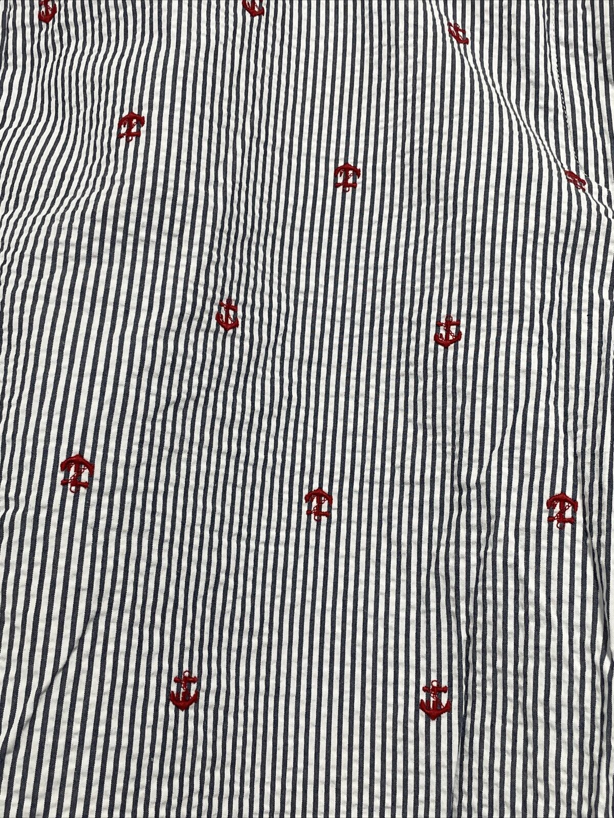 Talbots Bermuda Shorts Blue White Striped Red Emb… - image 2