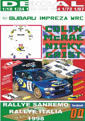 DECAL 555 WRC COLIN McRAE RALLYE SANREMO 1998 3rd (05)