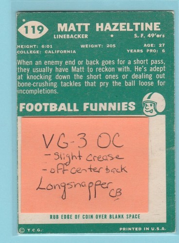 1960 Topps Football Singles - SELECT FROM A VARIETY OF CARDS - - Picture 135 of 151