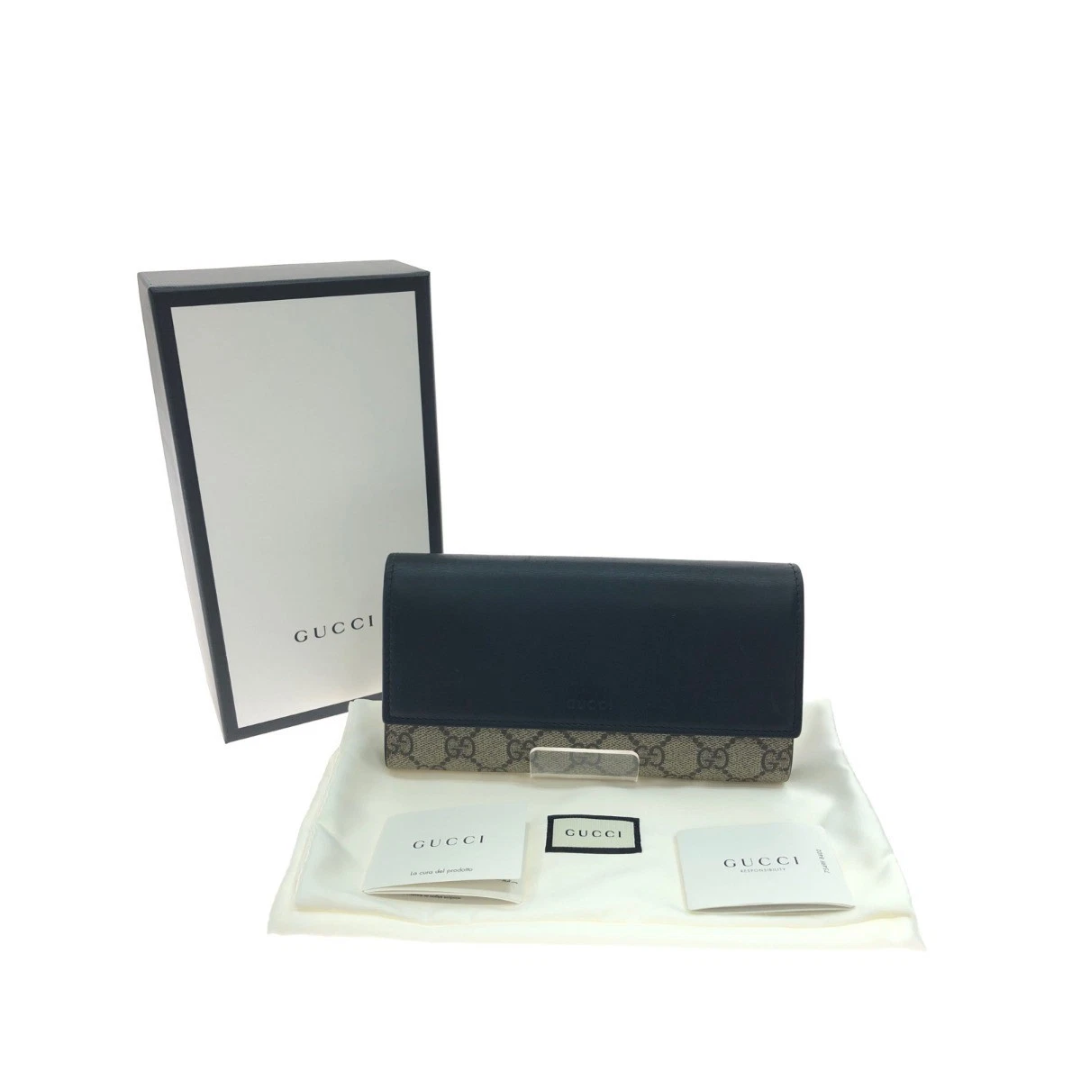 Gucci Portefeuille Gg Supreme Continental 410100 Beige Noir
