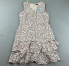 Ann Taylor Dress Womens 10P Beige V Neck Sleeveless Waisted Tiered Back Zip NWT