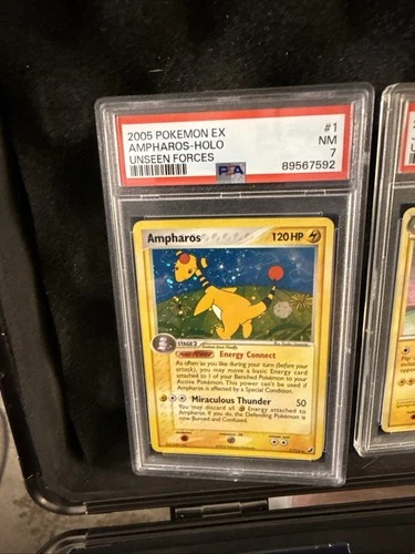 PSA 7 Ampharos 1/115 Ex Unseen Forces Holo