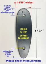 STEEL CURVED BUTTPLATE 4 3/4" X 1 9/16" •  3 1/8" hole sp clean; minor rust spot