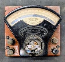 Vintage WESTON Model 33876DC Voltmeter Untested steampunk industrial electrical