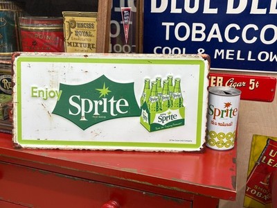''SPRITE'' EMBOSSED METAL ADVERTISING SIGN, (15.5''x 8'') NICE COND, GREAT SIGN